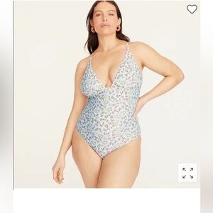 J Crew Plunge One Piece Swimsuit Bathing Suit 24/3X Cloud Meadow Floral NWT